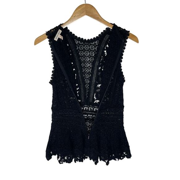 REBECCA TAYLOR Women’s Black Lace Sleeveless Peplum Top size 4 - Picture 8 of 8